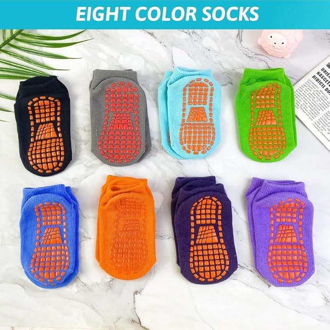 TENDSY Non-Slip Grip Socks for Kids, 6 Pairs, Multi-Colour, Trampoline and Yoga Socks with Silicone Grips (IN, Age, 8 Years, 11 Years) - Image 6 thumbnail