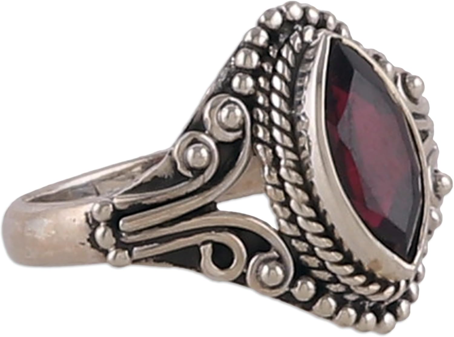 NOVICA Garnet .925 Sterling Silver Ring 'Passionate Luxury'
