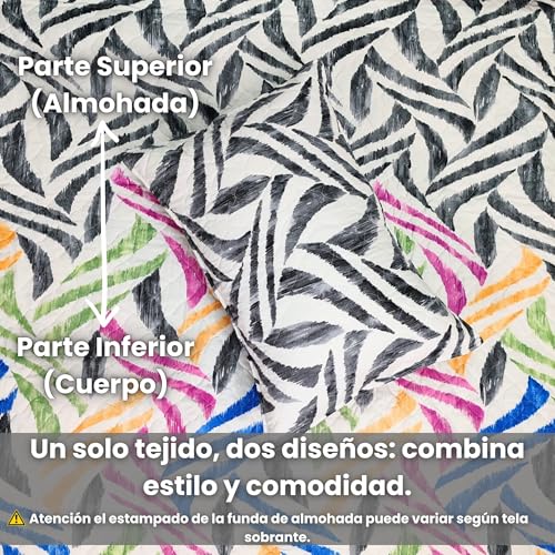 Miniatura 4 de Colcha Boutí Cama 105 200x270 Estampada Cubrecama Ligero Y Transpirable Para Verano Y Entretiempo Algodón Y Poliéster Incluye 1 Funda Almohada 50x70 Acabado Punta Redonda Madeira