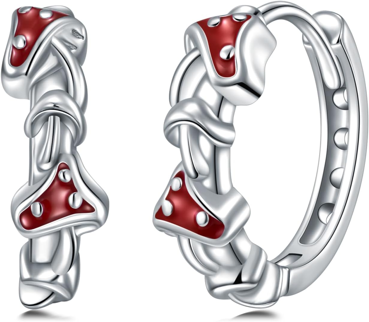 MONGAS Mushroom Earrings Sterling Silver Mushroom Huggie Hoop Earrings Mushroom Jewelry for Women