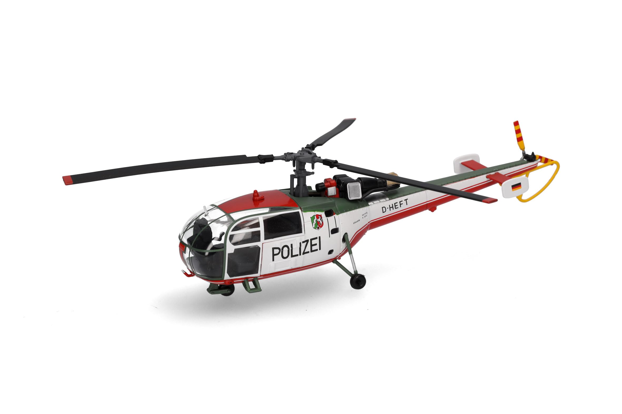 Herpa Hubschrauber Polizeifliegerstaffel Nordrhein-Westfalen Sud Aviation SA 319 Alouette III, Miniatur im Maßstab 1:72, Sammlerstück, Modellfahrzeug ohne Standfuß, Metall