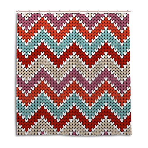 Rideau de douche 167x183 en polyester anti éclaboussures zigzag - 2