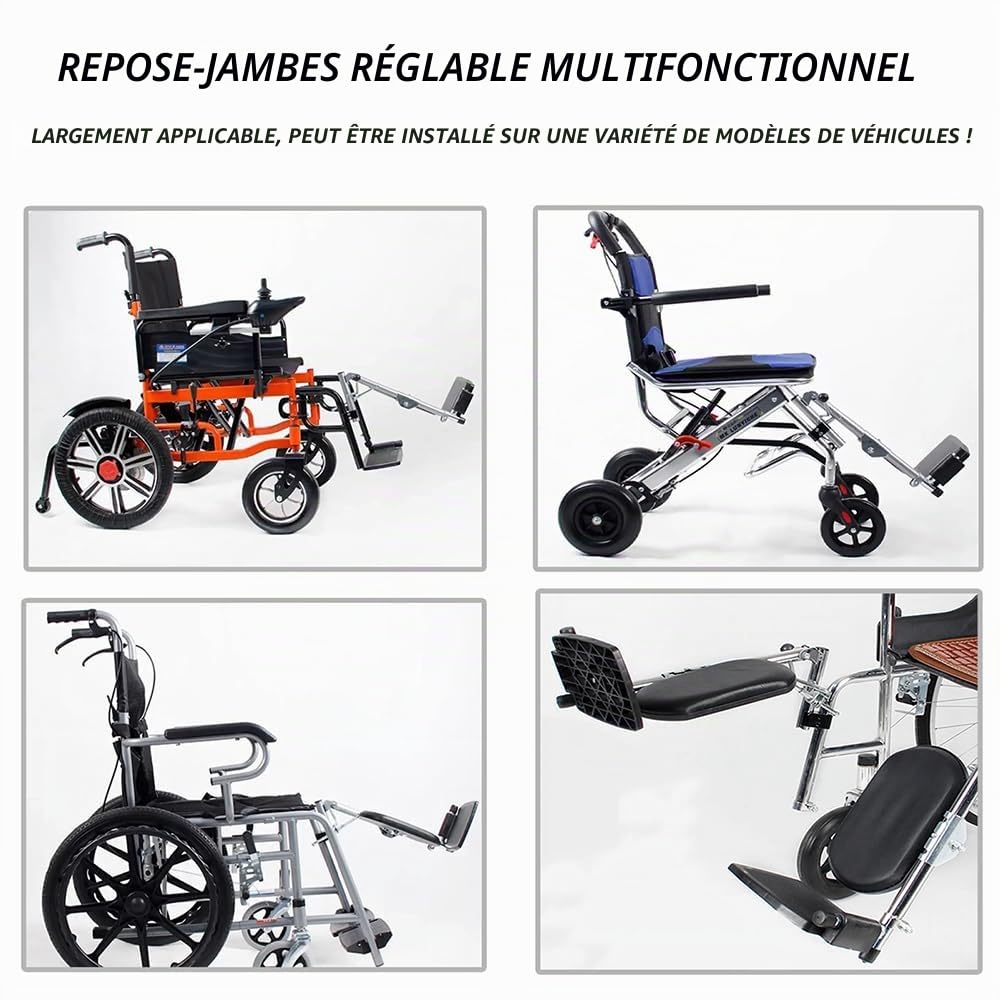 2pcs repose-pieds réglable fauteuil roulant,hauteur 40-70cm,angle 90-180 degrés,charge 100kg,coussin confort,installation facile,pour les utilisateurs de fauteuils roulants et le personnel soignant