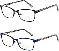 Vista 10 de Gafas de lectura bifocales pequeñas para mujer, con luz azul, lector de computadora, parte superior transparente, Cateye para mujer, gafas elegantes