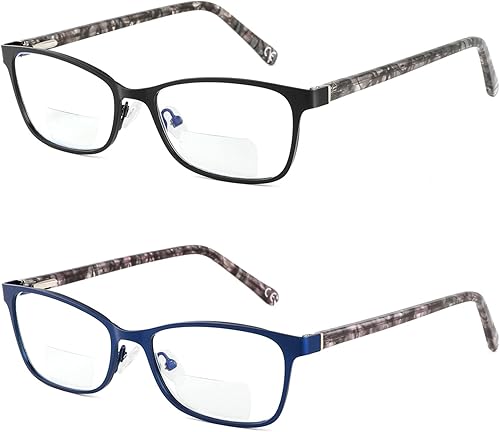 SUNAMOY Gafas de lectura bifocales para mujer luz azul lector de computadora a la moda transparente ojo de gato gafas elegantes de diseñador