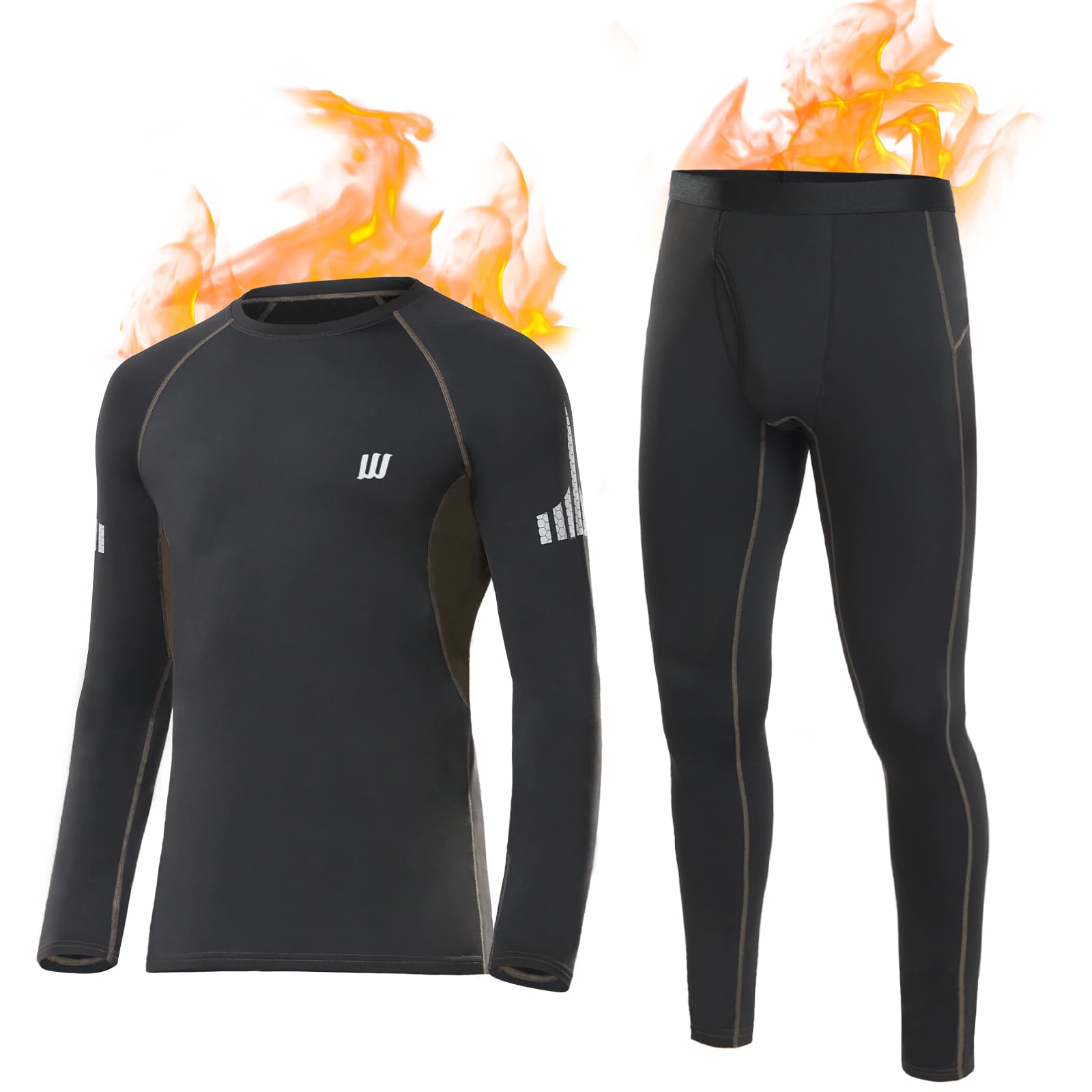 YUTYTH Thermal Underwear Mens Set, Cozy Breathable Long Johns for Men Thermal Warm Base Layer Top and Bottom Set for Winter Skiing Running