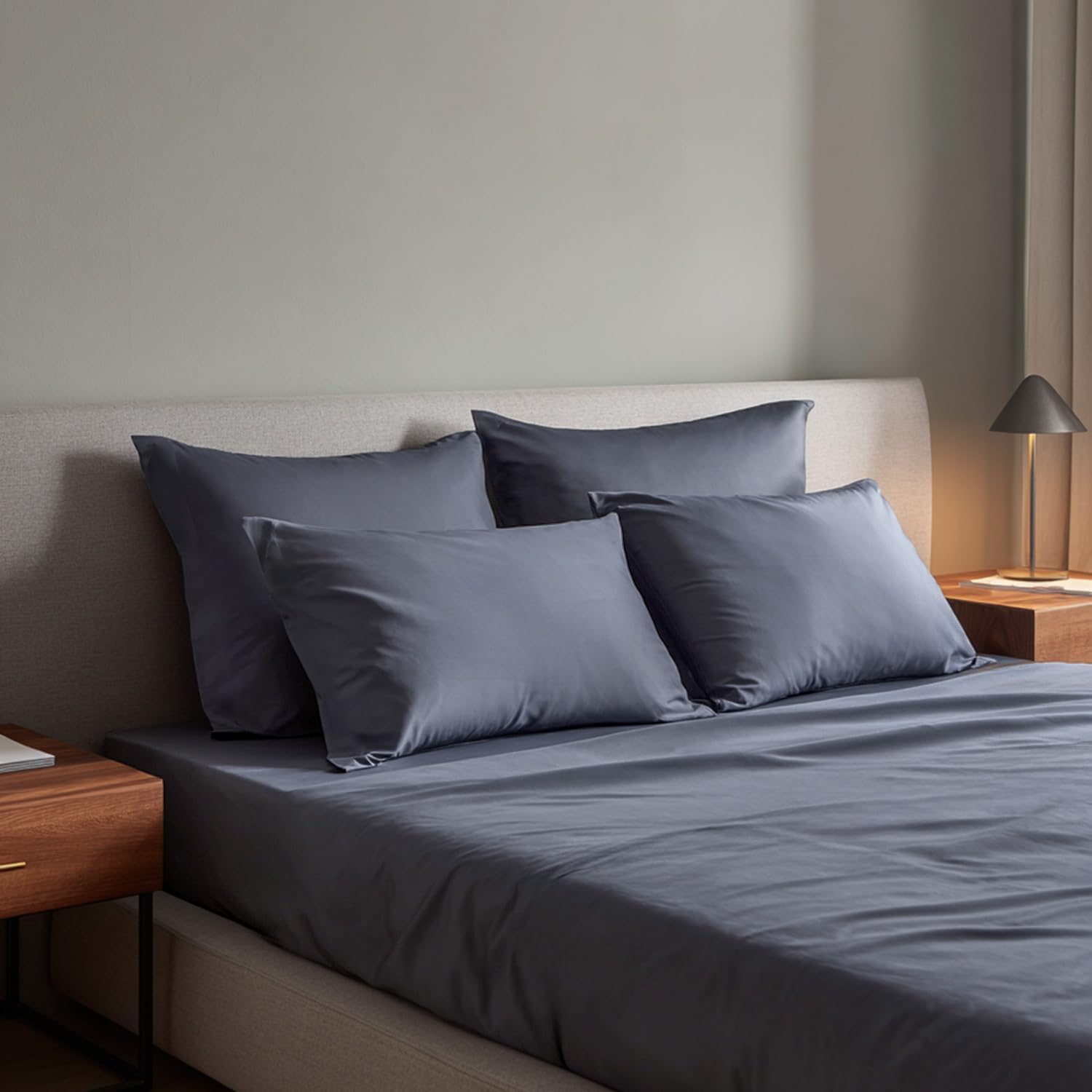 Tencel™ Blue Shadow Bedsheet Set - Eco-Friendly, Soft & Breathable, Bedsheet 106x106 in + Pillow Covers 18x27 in, Hypoallergenic & Lightweight Bedding-image-16