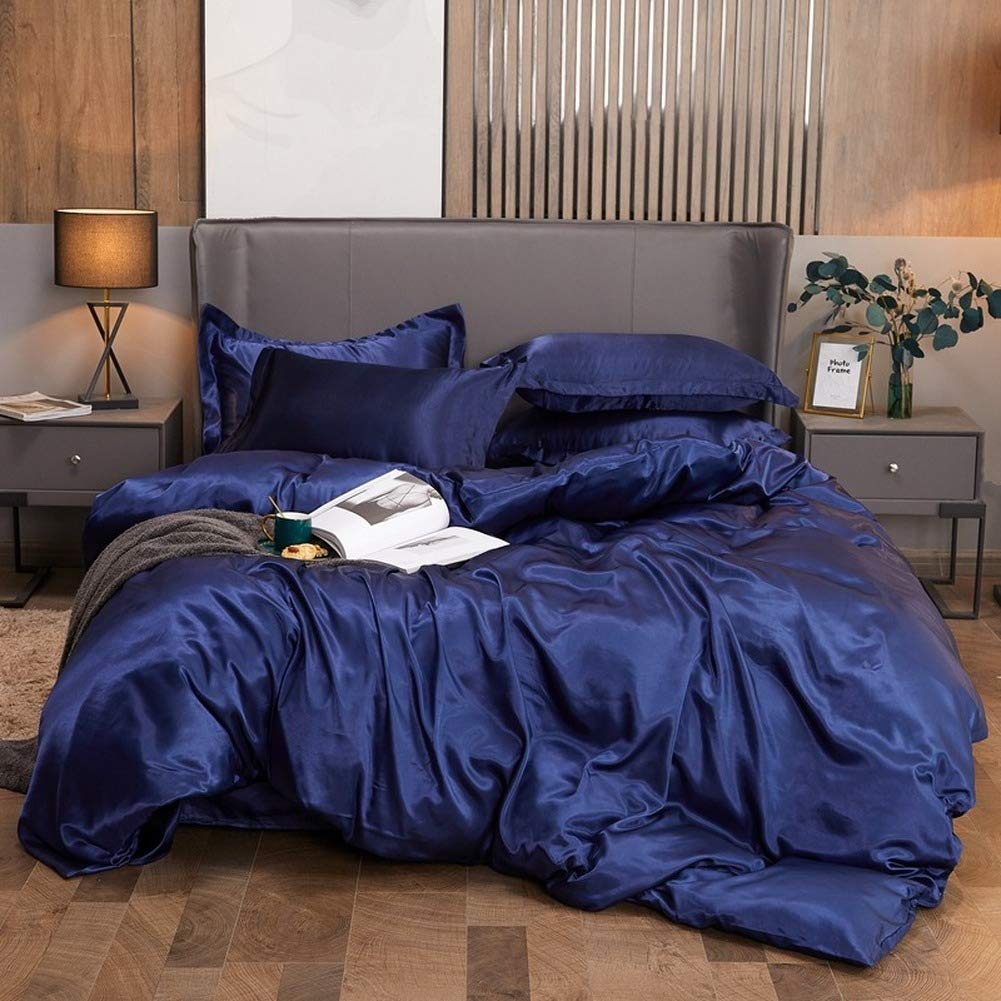 Ensemble de literie satin de soie housse de couette drap de lit King Size