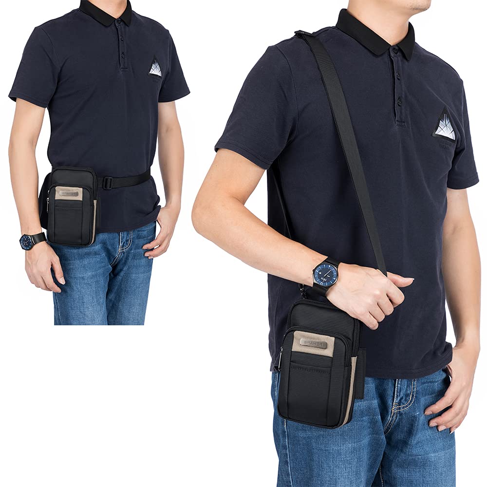 SPAHER Borsello Uomo Tracolla, Piccolo, Marsupio Sportivo, Borsa a Cintura Viene Fornito con Clip + 2 Cinghie