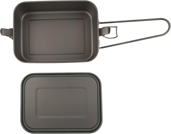 Valtcan Titanium Lunch Bento Storage Box 1200ml 40 oz Grade 1 Airtight Locking Lid Leakproof Foldable Handle Reheatable on Fire Ultralight 254g Camping Office Meal Prep Food Container Dishwasher Safe