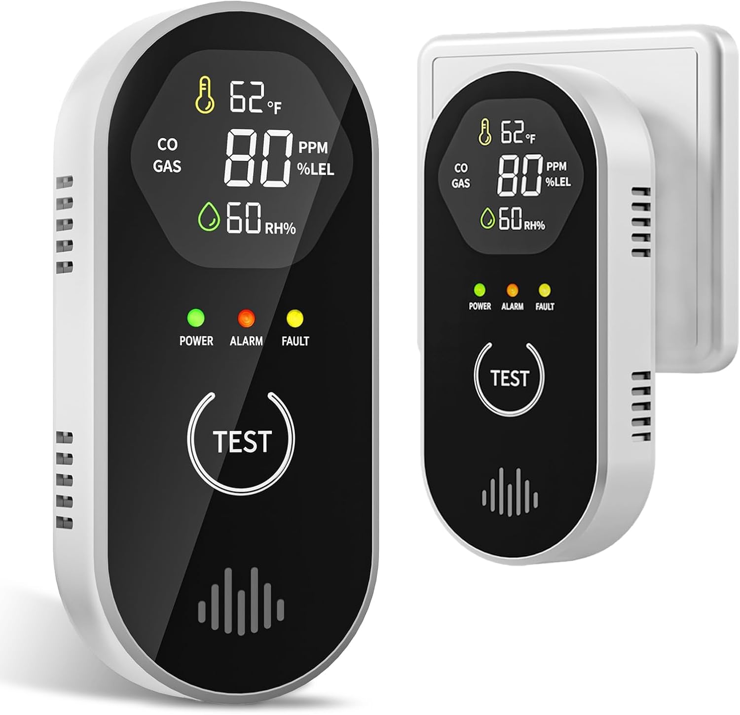 2 Packs Carbon Monoxide Detectors, 4-in-1 CO & Natural Gas Detection Plug-in, 85dB Warning with Digital Screen, Easy Installation for RV/Bedroom/Office,Provides Reliable Daily Monitoring
