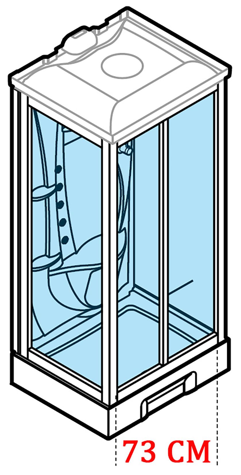 Novellini New Holiday S2F Hammam 100 x 80 cm Cabina de ducha multifunción apertura fuelle montaje pared mezclador termostático vidrio transparente perfil plata hidromasaje Sauna varilla alta 225,5 cm