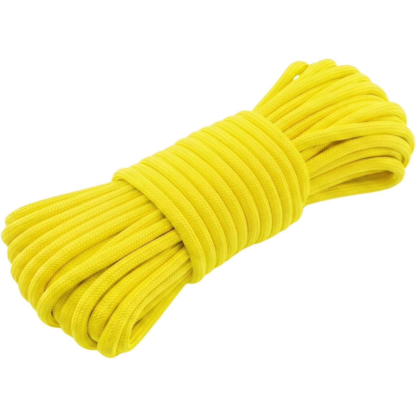 Lumonic 10m Paracord 4mm Amarillo fluorescente | 100% nailon | 7 núcleos, funda de 32 filamentos | Capacidad de carga máx. 250 kg | correa para perro, pulsera, outdoor, bushcraft, cuerda para tienda d