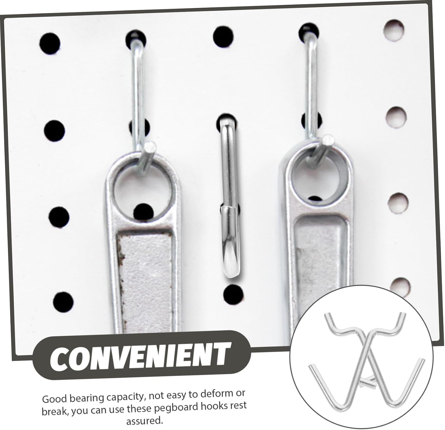 BESTOYARD 20pcs Heavy Duty Pegboard Hooks Metal Pegboard Display Hangers for Tools Keys and Organizing and Easy to Install Utility Hooks