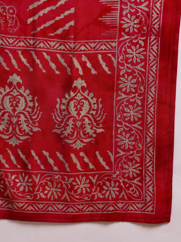 Image of Vaamsi Women's Silk Blend Ethnic Motifs Printed Anarkali Kurta Pant With Dupatta