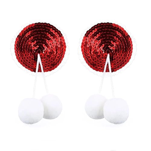 MC Billow Sexy Valentine's Day Pasties Stickers Women Lingerie Sex Accessories Sequins Tassel Nipple Cover for men - Red - 1