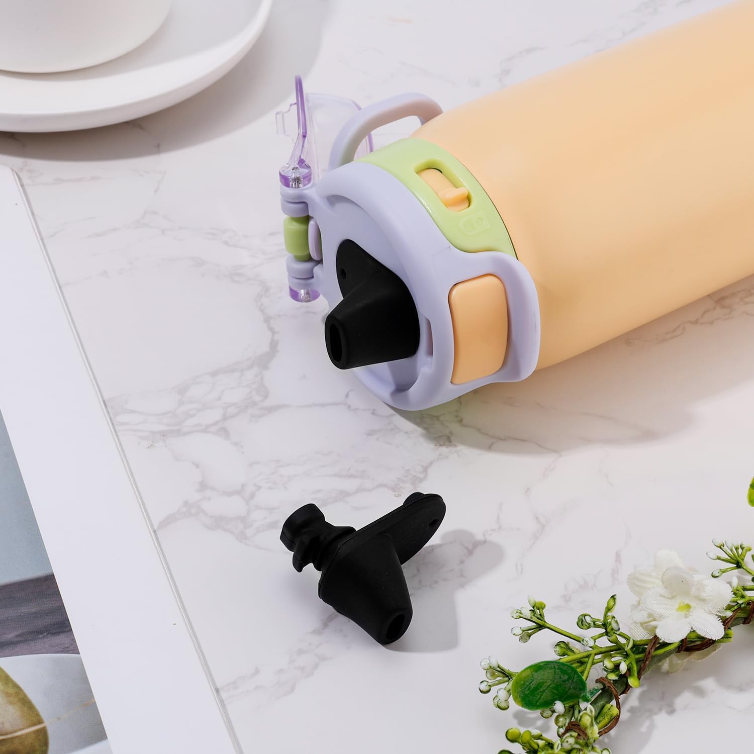 BOXOB 2pcs Spout Replacement for Ello Pop & Fill, 22oz/32oz Silicone Water Bottle Spout No BPA Water Bottle Mouthpiece Replacement Compatible with Ello Pop & Fill (Black)