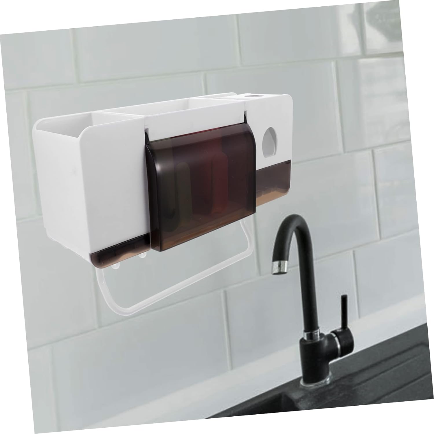 PRETYZOOM Multi-Functional Wall-Mounted Toothbrush Holder No Drilling Toothpaste Rack for Bathroom Space-Saving Organizer for Adult Boys and Girls Sturdy Material Fits Various