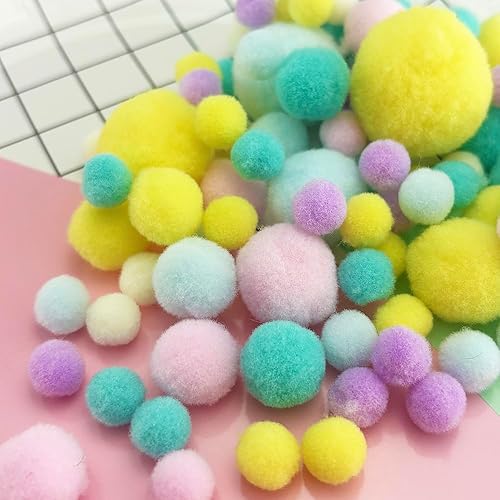 Miniatura 3 de Jxpinet 1000 pompones de 5 tamaños de 1 a 1.2 in, bolas de pompones peludos, bolas de pompones surtidos para decoración de arte y manualidades