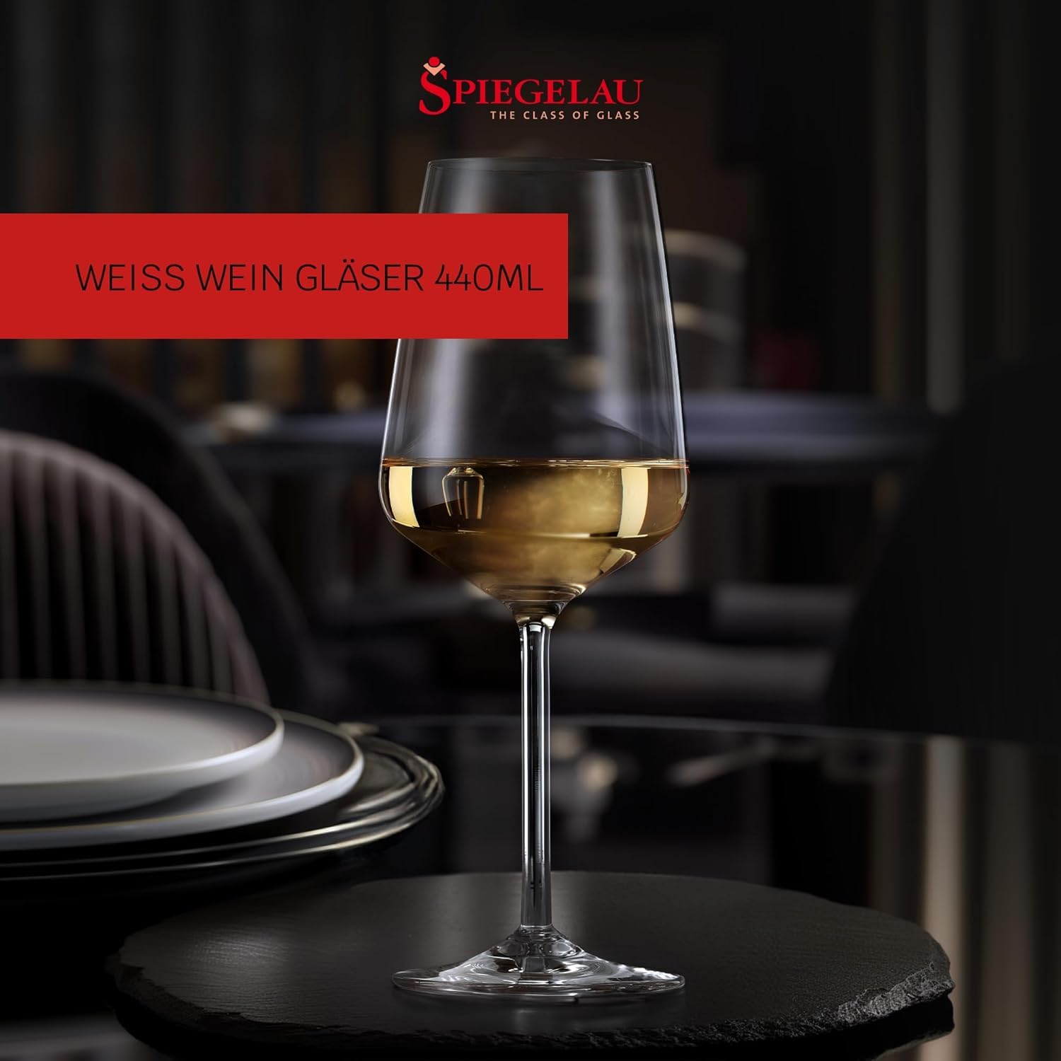 Spiegelau Weißweingläser 12er Set, 440 ml, Style, 4670182, Weinglas aus Kristallglas, spülmaschinenfest