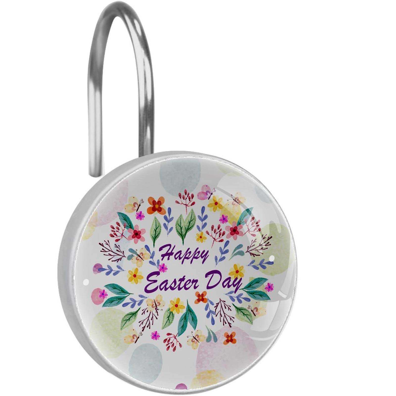 Crochets pour rideau de douche Happy Easter Day | Anneaux décoratifs en cristal