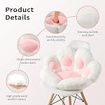 Ditucu Cat Paw Cushion Comfy Kawaii Chaise Cushon 27.5 x 23.6 ours Paw Lazy Canapé Bureau Oreiller Cute Plus Pad de siège pour chaise de jeu pour décoration de chambre blanc