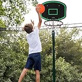 Trampoline Basketball Hoop, Fit for Straight Pole and Curved Pole, Basketball Hoop for Trampoline with 2 Mini Basketball and Pump, Easy to Install
