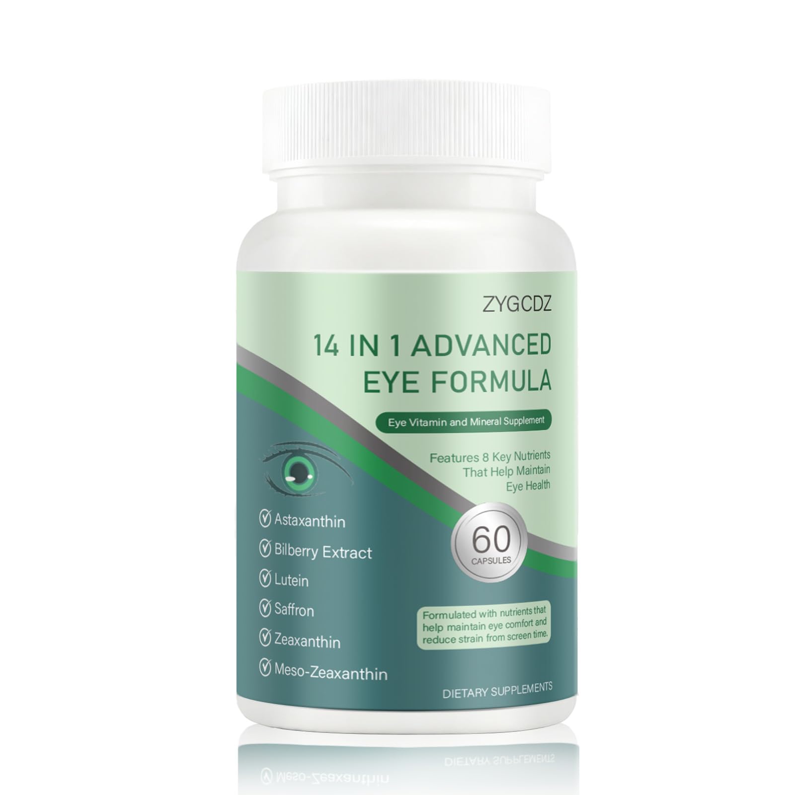 14-in-1 Advanced Eye Vitamin Supplement for Adults, 60 Capsules