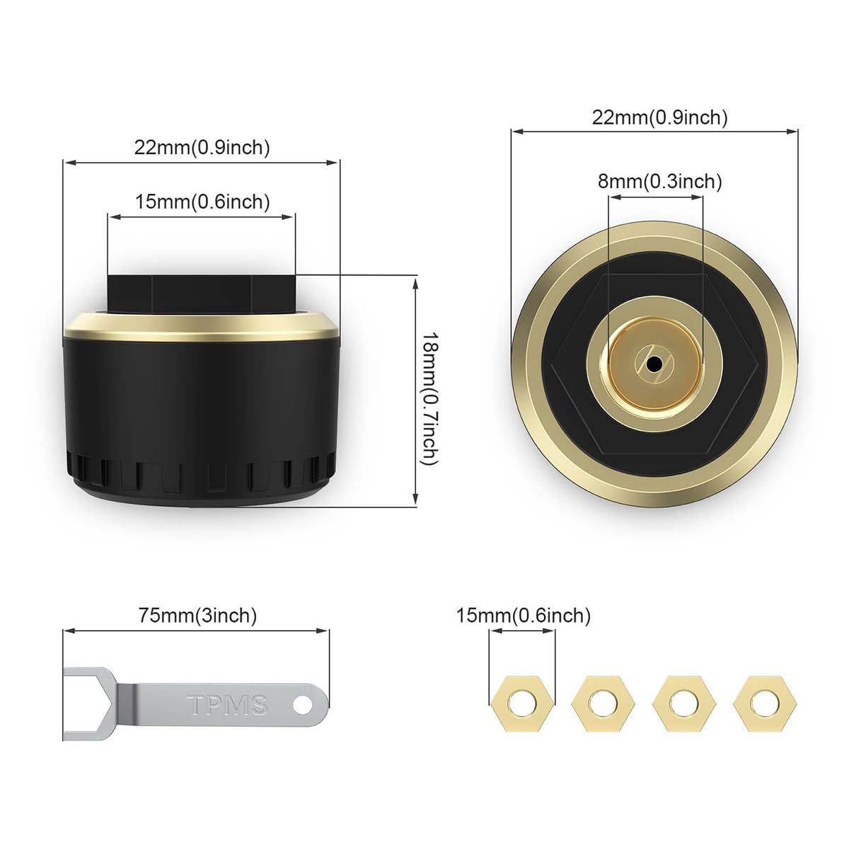 Sistema de monitoreo de presión de neumáticos con Base de Cobre Puro, Sensor de presión de neumáticos para 4 Ruedas, detección en Tiempo Real por Bluetooth.