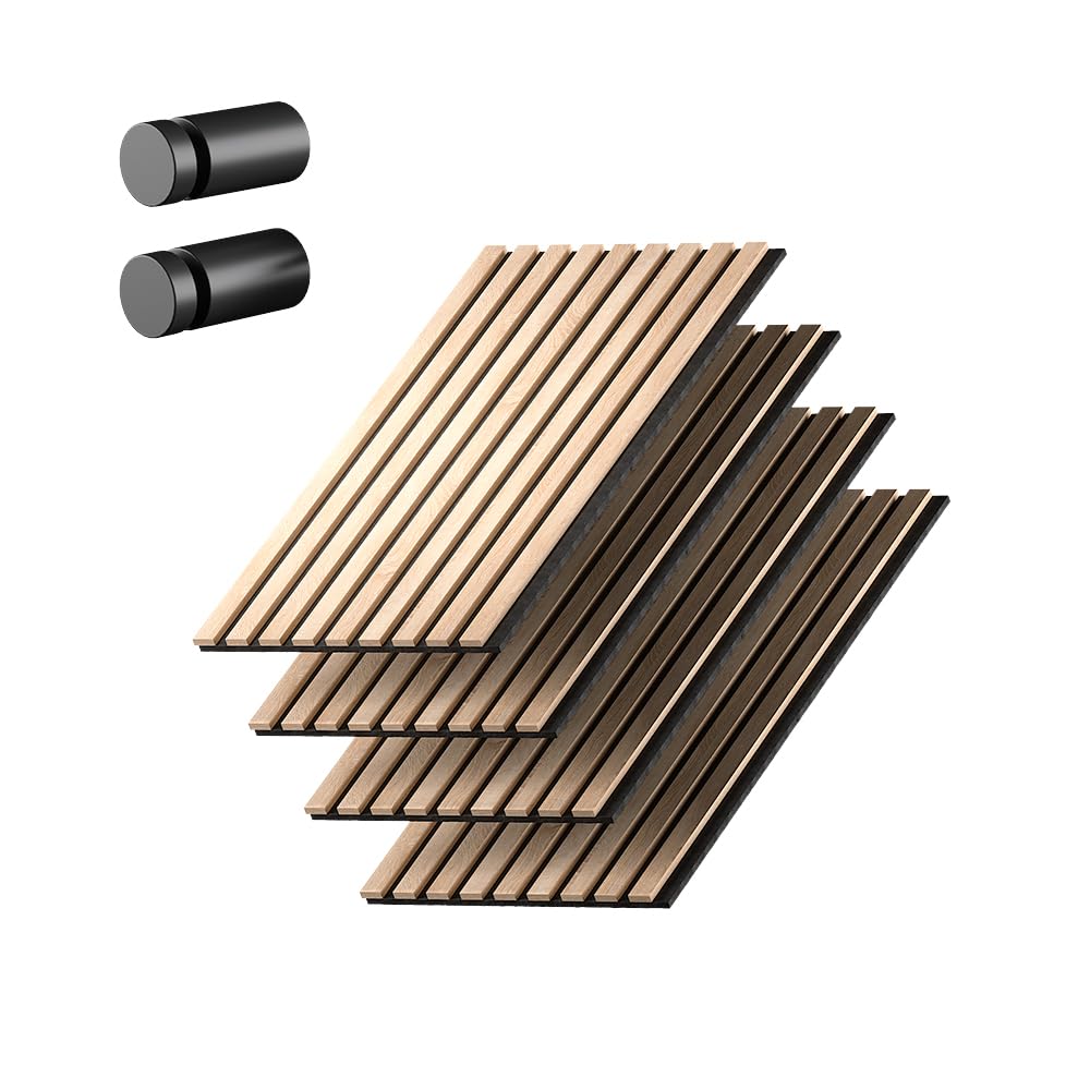 Vicco Panneau Acoustique Sonoa, Chêne/Noir, 40 x 80 cm | Lot de 4