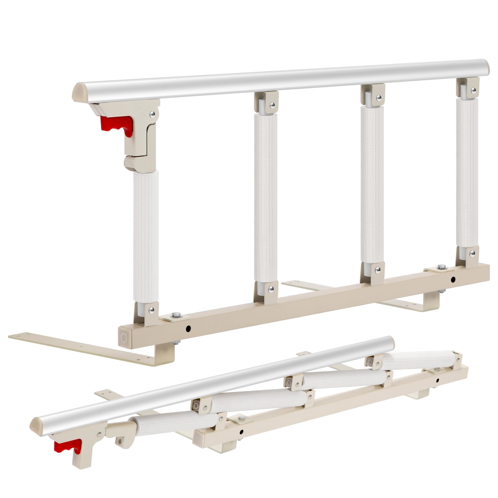 VIVOHOME Bed Rail for Elderly Adult Safety, Foldable Bed Assist Grab Bar for Seniors, Fall Prevent Medical Bedside Handle, Adjustable Bed Guard Support, White