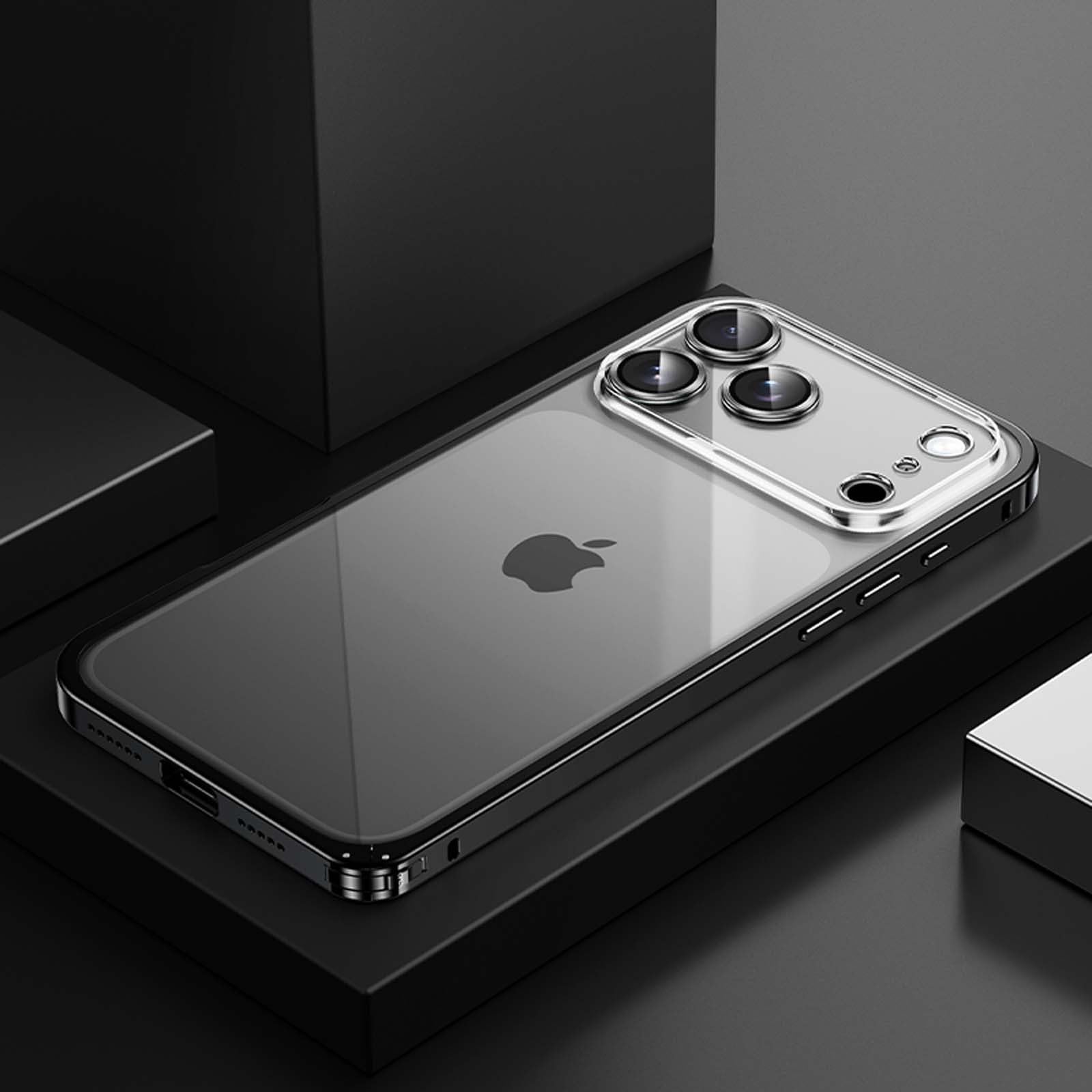 Coque iPhone 17 Pro Max antichoc pour le quotidien en métal noir