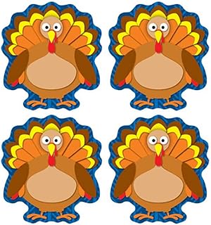 Carson Dellosa 72 Turkey Stickers for Kids, Waterproof Vinyl Happy Thanksgiving Stickers, 6 Sticker Sheets of Fall Stickers for Thanksgiving Crafts for Kids, Party Favor Supplies, Fall Classroom Decor