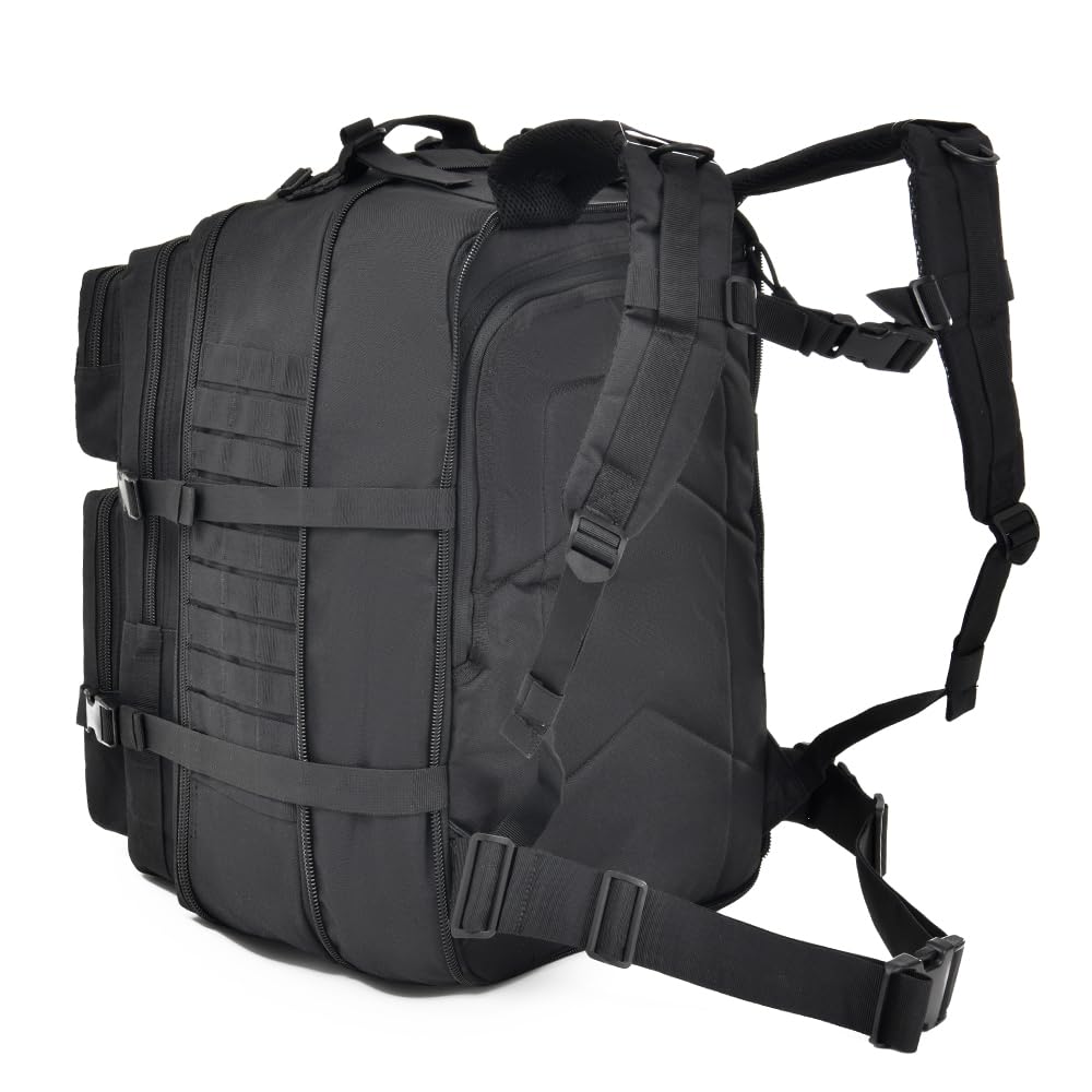 Mochila militar táctica grande Molle 64L, bolsa de senderismo, Negro -, Moderno 5