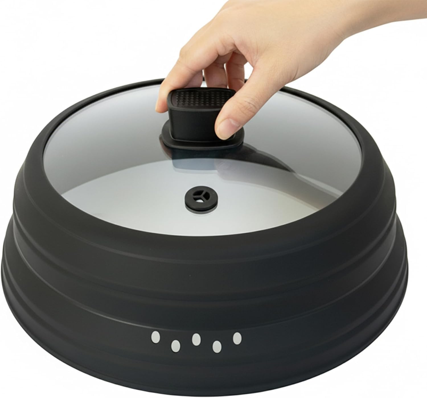 Copertura per forno a microonde per alimenti, pieghevole, in vetro, con manico, in silicone, per microonde, piatto, ciotola