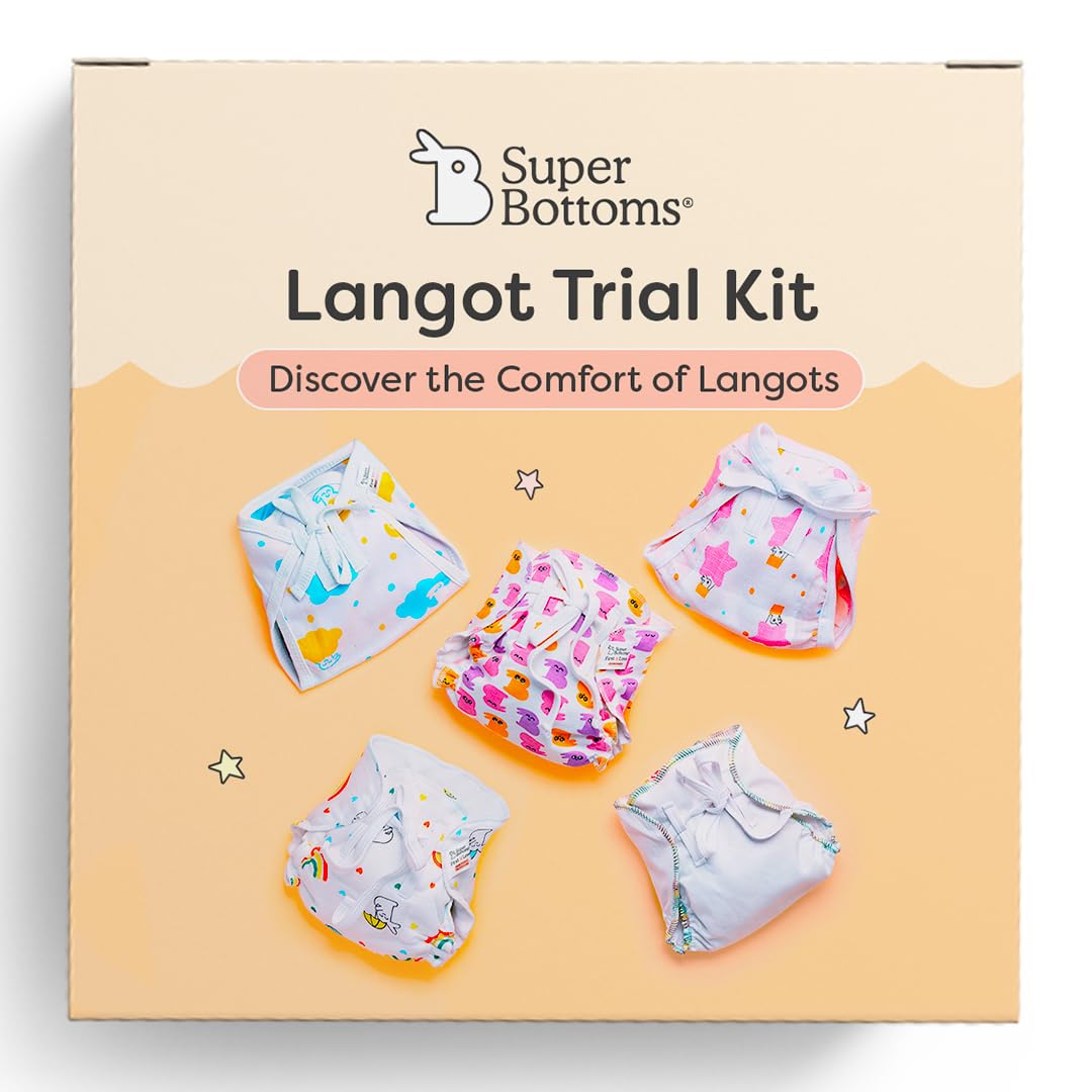 SuperBottoms DryFeel Baby Langot 0-6 months l Organic Cotton Modern Baby Nappy l Mess-free Langot with Gentle Elastics l Super DryFeel Top Layer l Diaper-free Time Essential | 5 Pack-image-35