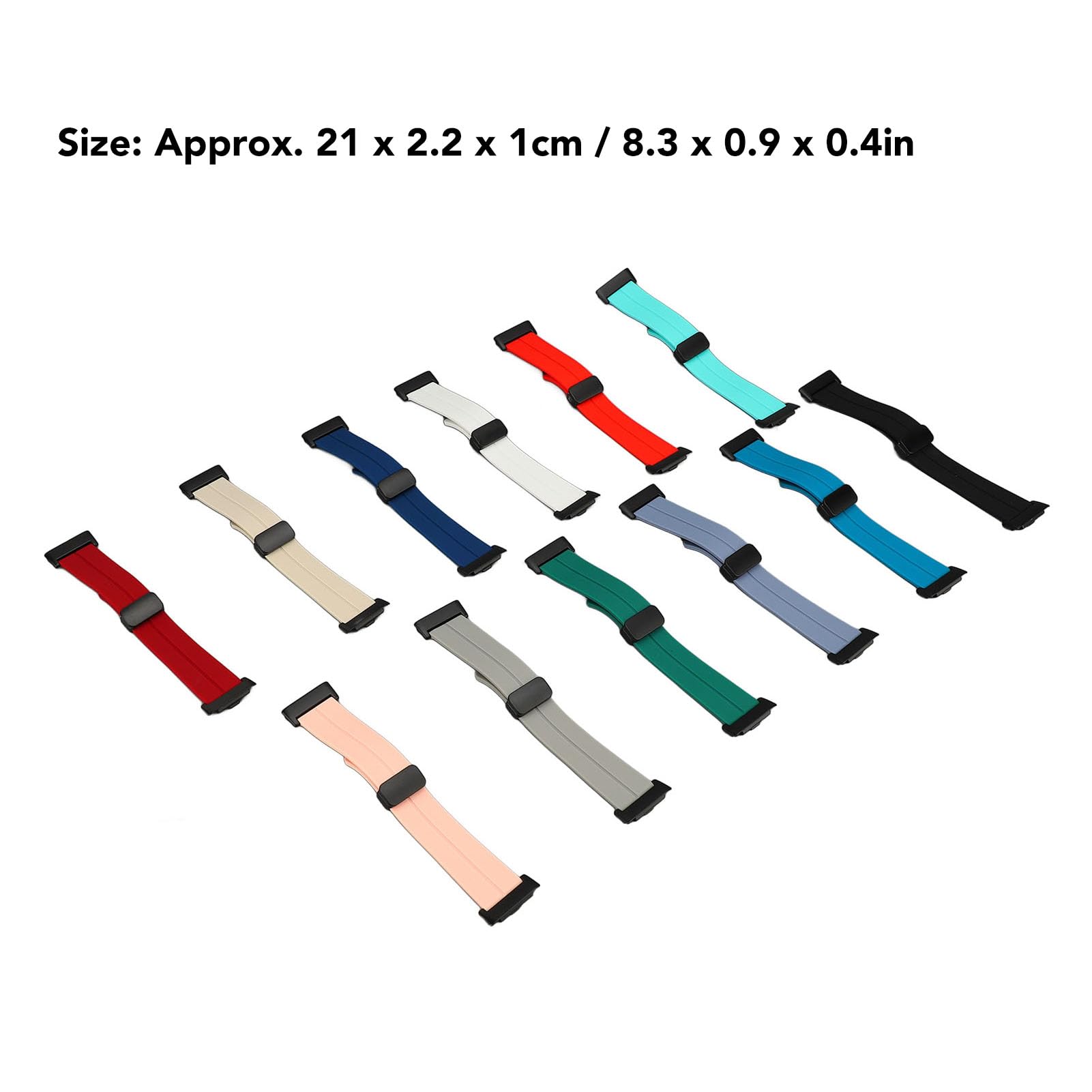 Fabater Bracelet Magnétique en Silicone, 12 Pièces, Compatible avec Montre Intelligente, Réglable, Léger, Anti-allergique, Remplacement