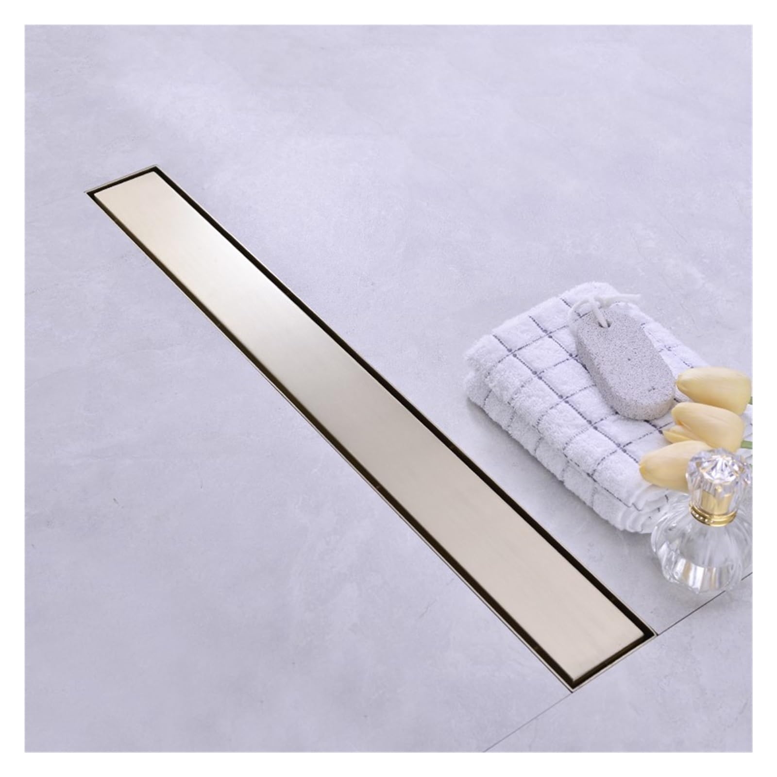 Desagüe de Suelo de 600 mm, Rectangular, de Acero Inoxidable 304, para baño, Ducha, Suelo de baldosas Invisibles