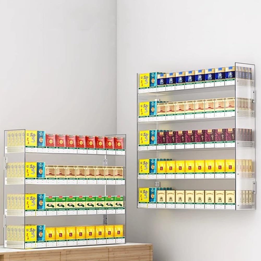 Estantes De Exhibición De Tiendas, Estante De Almacenamiento De Cigarros Colgantes En La Pared Vitrina De Cigarrillos Yakele Se Puede Usar En Recuerdos, Bocadillos, Vino, Cosméticos(39x6x51cm)