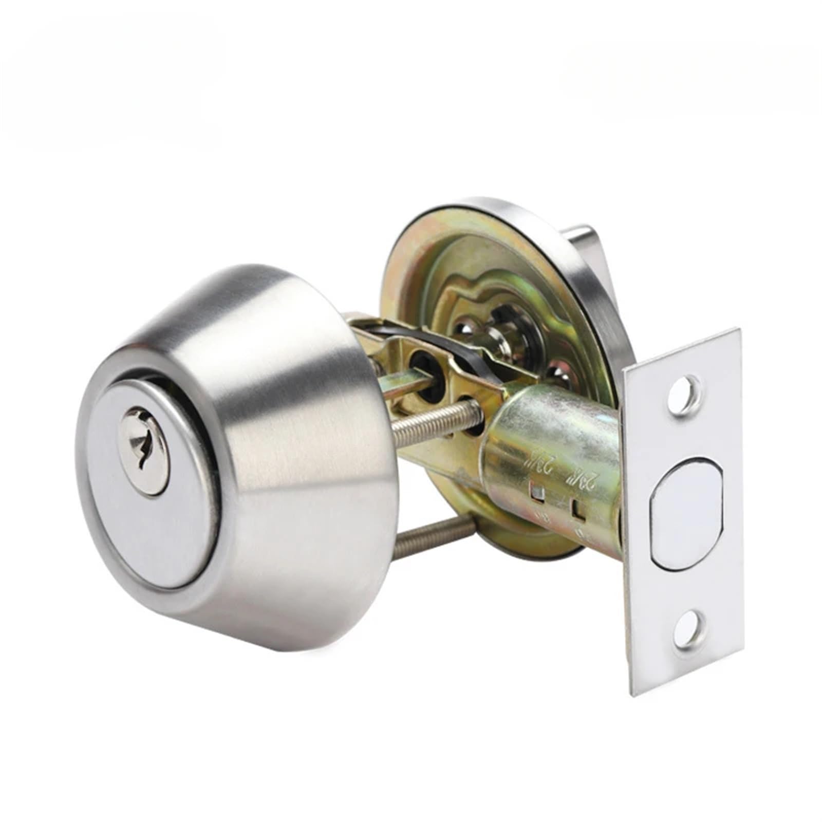 Lock cylinders Home Door Gate Single Cylinder Deadbolt Stainless Steel Dead Bolt Lock Round-Shape Locking Gear Invisible for Front/Exterior Doors(Style 2)