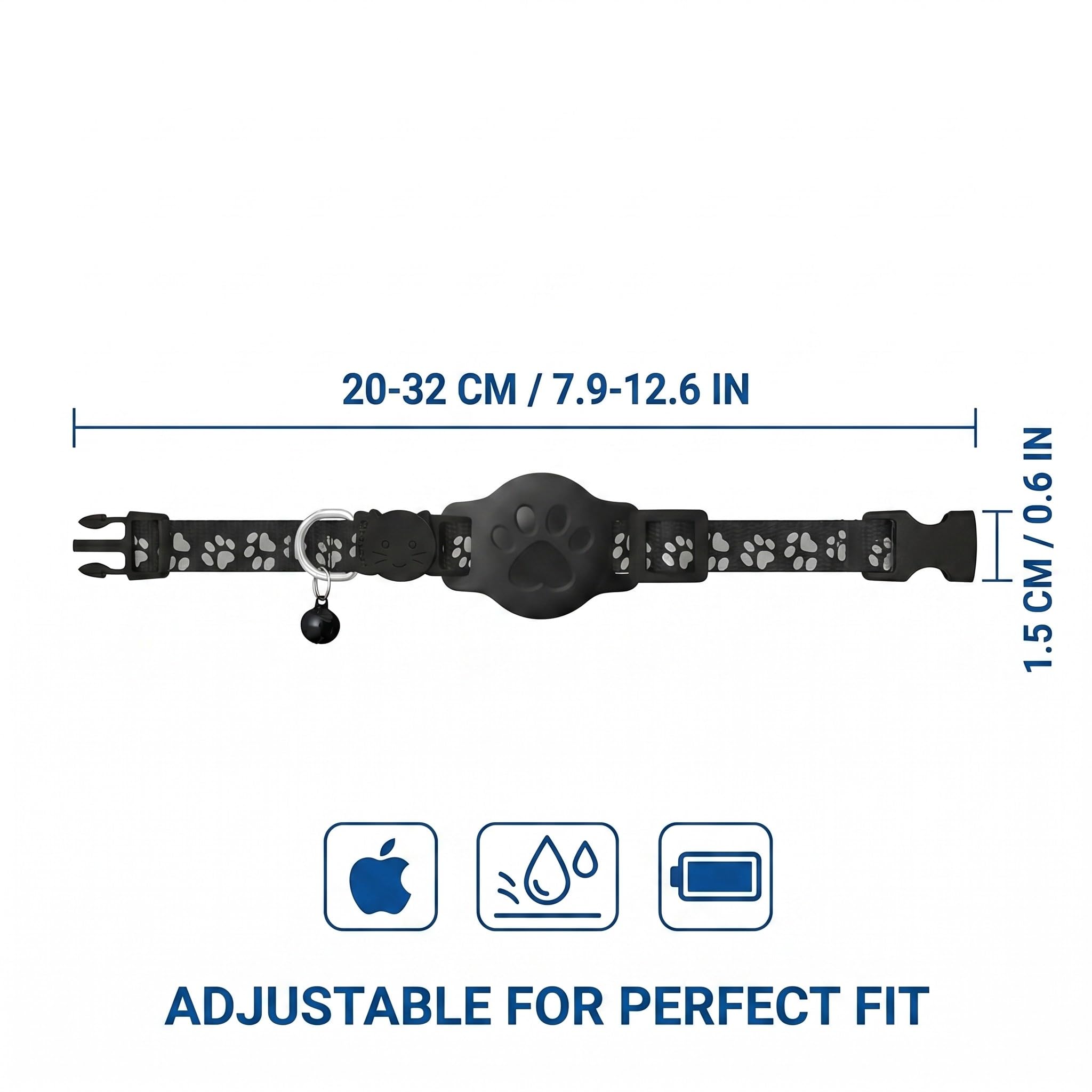Collar Gps Para Perros Y Gatos, LocalizacióN En Tiempo Real, Impermeable Y Resistente, Solo Para Ios (Negro)
