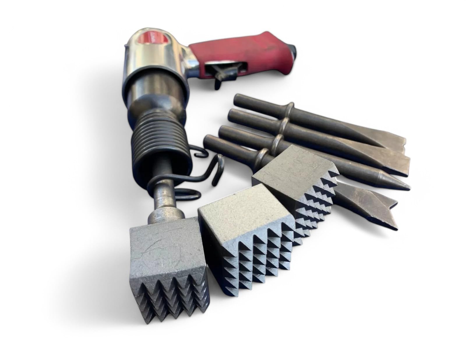 Bocciarda Per Pietra Dura, Per Bocciardatura, Cazzuola, Con Scalpellatore Pneumatico, Con Codolo Intercambile, In Acciaio Temprato, Made in Italy (Kit 3 Pezzi (2,5x2,5+3x3+3,5x3,5 cm))
