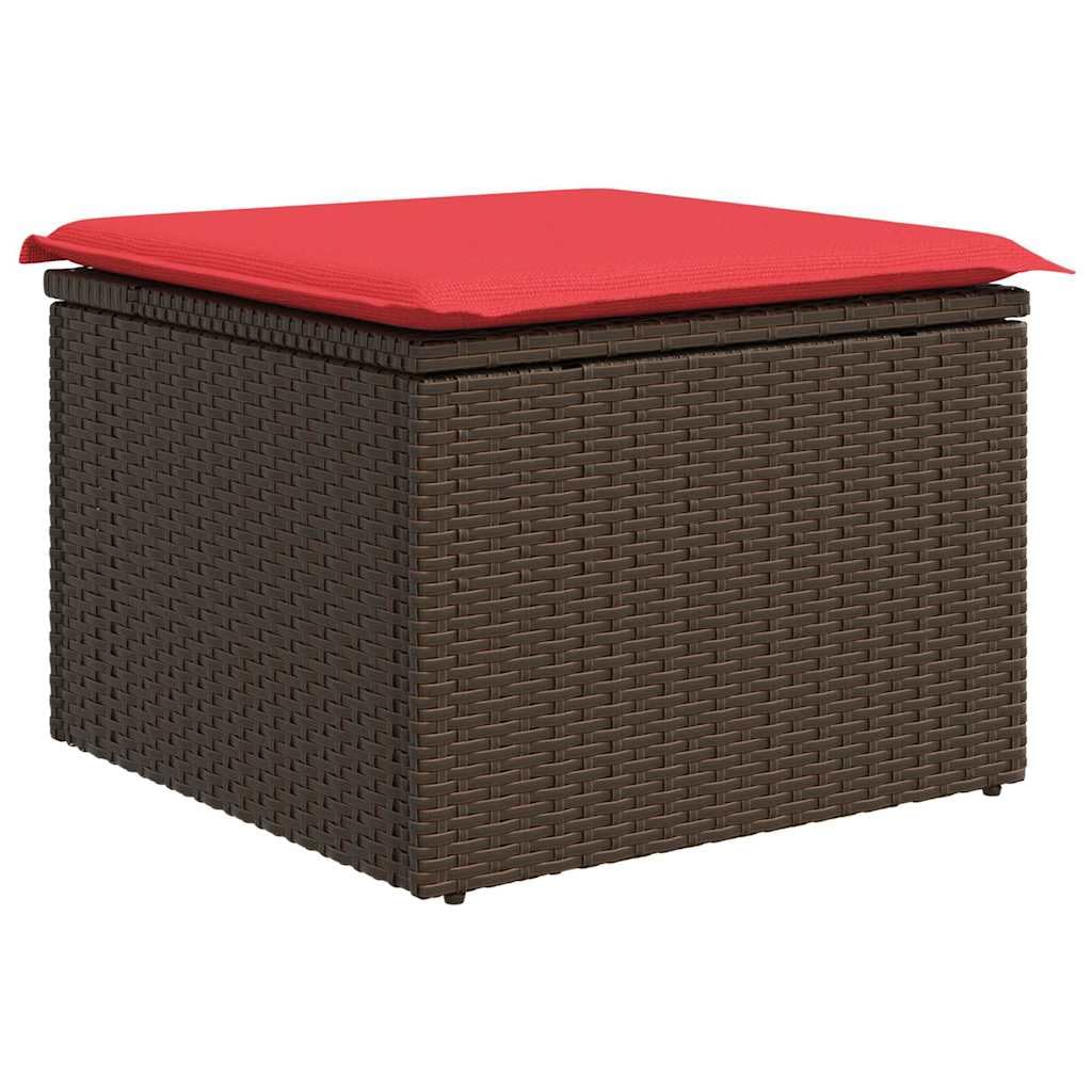 Ensemble de Canapé de Jardin 6 Pièces en Résine Tressée Marron, Salon de Jardin Modulable avec 2 Sièges d'angle et 2 Poufs, Mobilier Extérieur pour Terrasse et Balcon