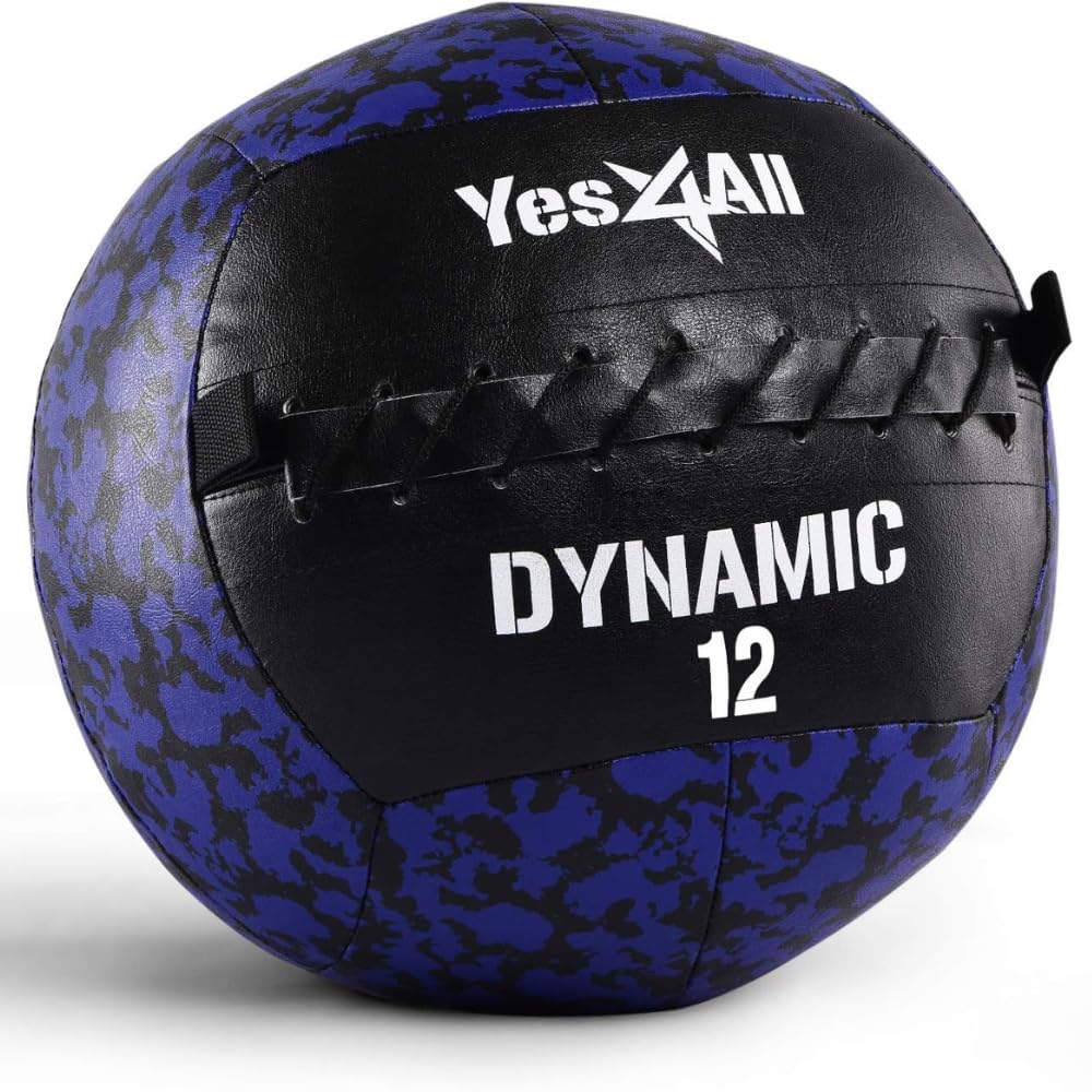 Yes4All YU7D 5.4 kg Dynamic Wall Ball/Soft Medicine Ball, Wall Med Ball for Full Body Workout and Strength Exercise, Camuflaje azul marino