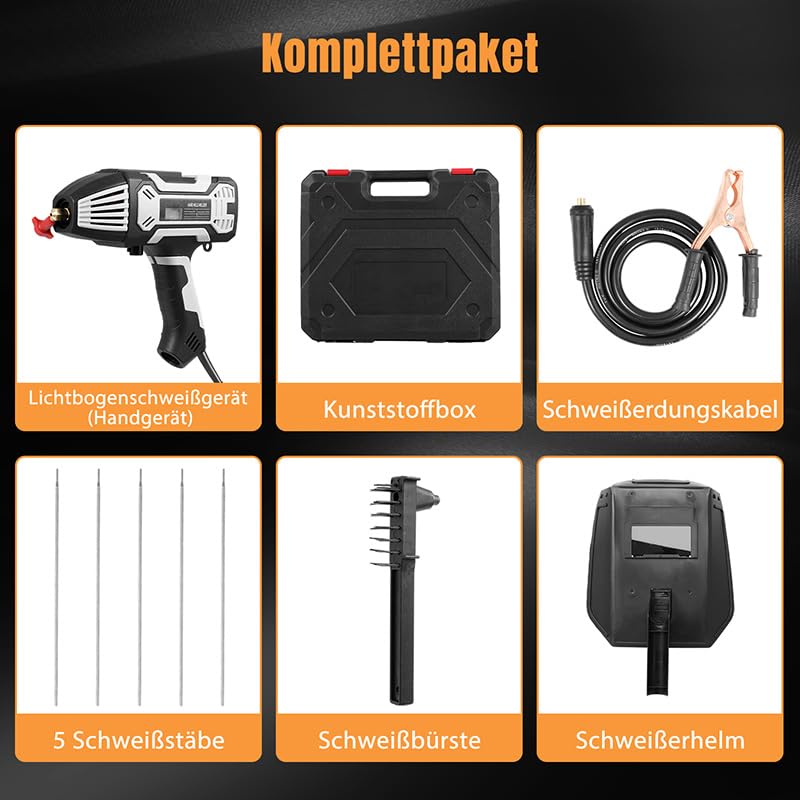 Handschweißgerät, 220V/3000W 200A Elektroden Schweißgerät mit 6 Stromstärkenverstellung, IGBT Inverter ARC Tragbare Schweißmaschine für 2,4-3,2mm Elektroden, Reparaturen Professionelle Schweißprojekte