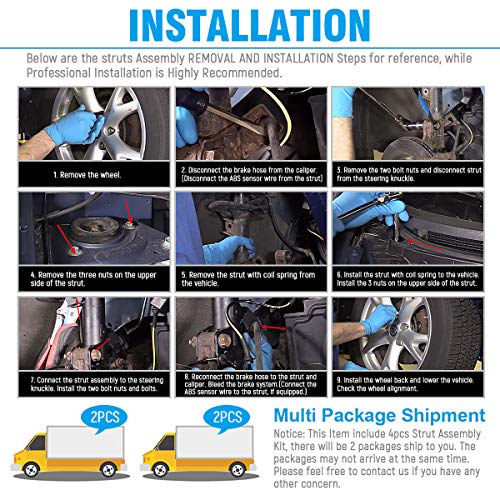 Oredy - Front & Rear Complete Struts W/Coil Springs Compatible With 1993-2002 Toyota Corolla 1998-2002 Geo Prizm - 171953 171954 271952 271951 #TOP1