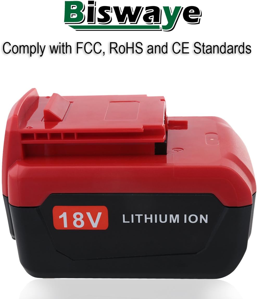 Biswaye 2-Pack 18-Volt Lithium Battery Replacement for Porter Cable 18V Lithium-ion & Ni-Cd Battery PC18B PC18BL PC18BLX PC18BLEX PCC489N PCXMVC