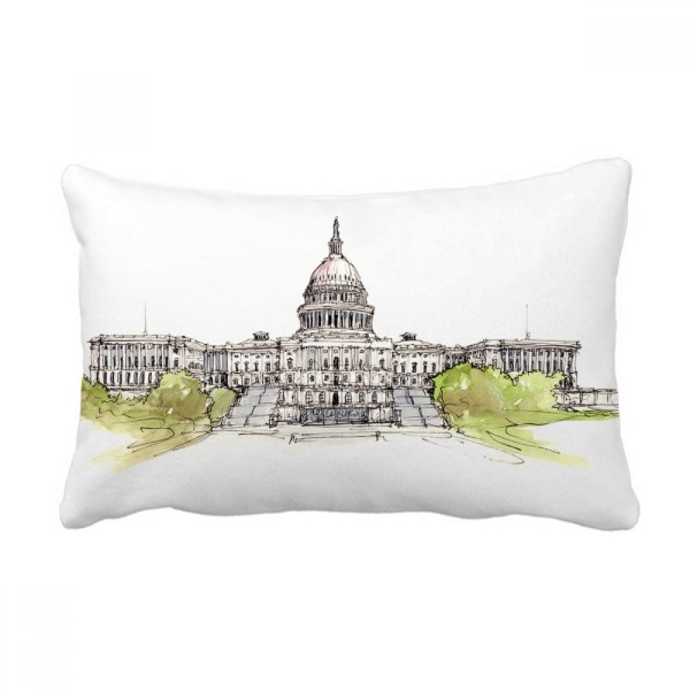 Coussin lombaire Capitole États-Unis multicolore pour décor de canapé 40x60 cm