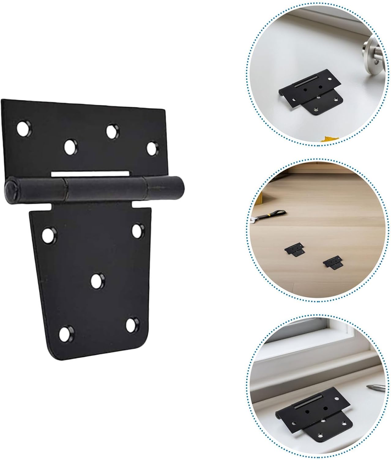 Heavy Duty Shed Door Hinges and Fence Gate Hinges Set 5pcs Outdoor Gate Hardware for Barn Doors and Wooden Fences