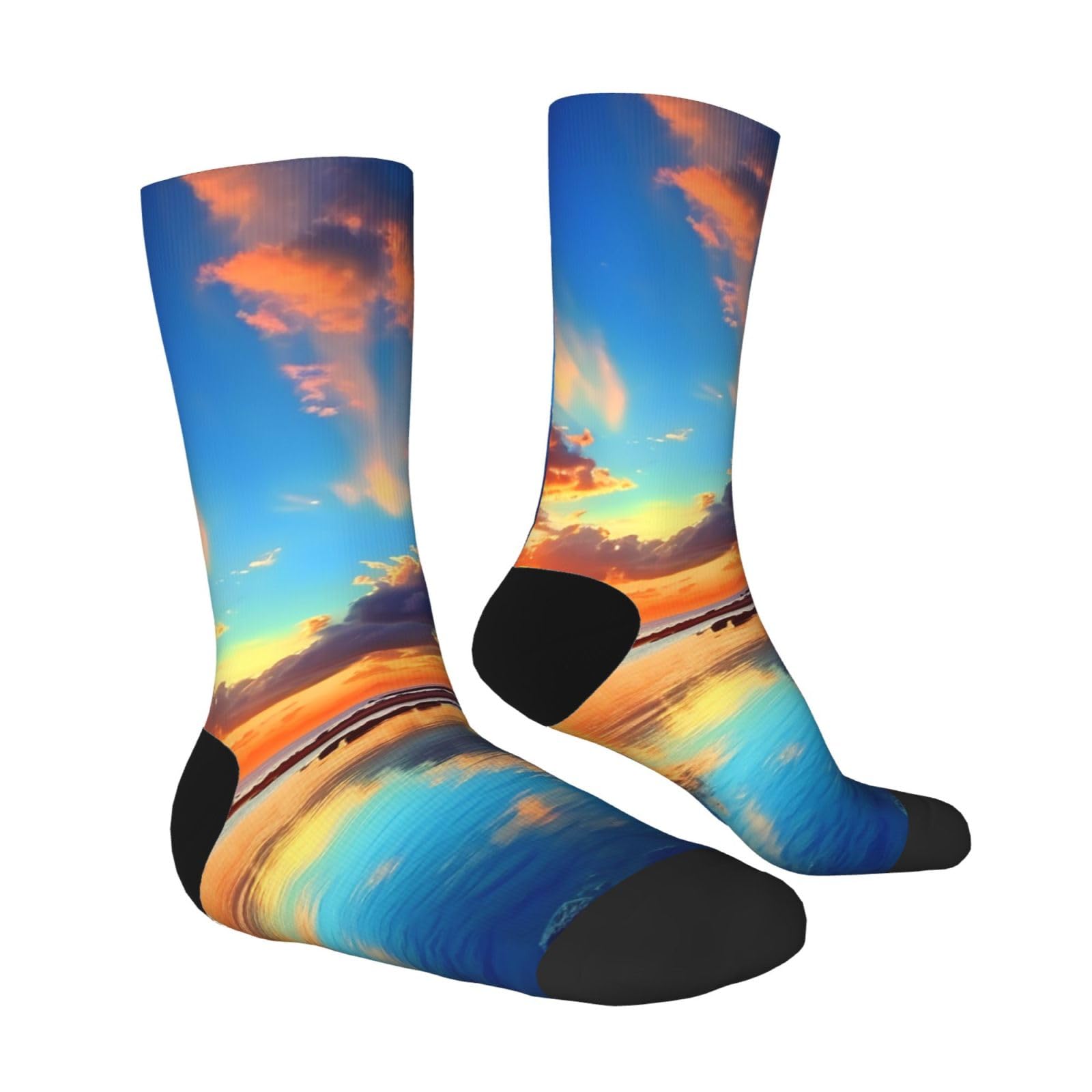 LZQPOEAS Sunset Athletic Socks Unisex Cushioned Crew Socks Hiking Running Calf Sock Soft Above Ankle Sock